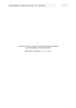 Vlaams Parlement - Vragen En Antwoorden - Nr.7 - April 2006 -1