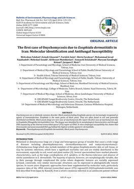 The First Case of Onychomycosis Due to Exophiala Dermatitidis in Iran: Molecular Identification and Antifungal Susceptibility