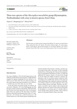Hymenoptera, Tenthredinidae) with a Key to Known Species from China