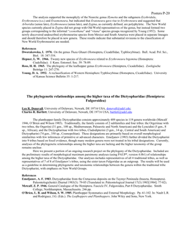 Posters P-20 the Phylogenetic Relationships Among the Higher Taxa