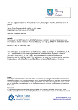 Reticulate Evolution, Lateral Gene Transfer, and Innovation in Plants