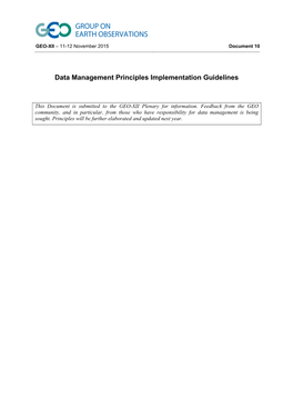 Data Management Principles Implementation Guidelines