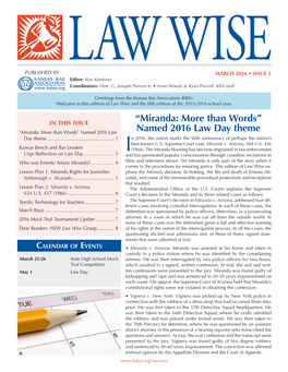 “Miranda: More Than Words” Named 2016 Law Day Theme