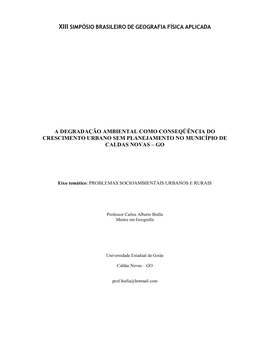 Xiii Simpósio Brasileiro De Geografia Física Aplicada A