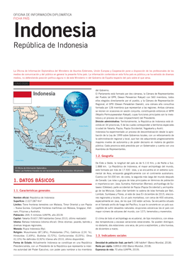 FICHA PAÍS Indonesia República De Indonesia