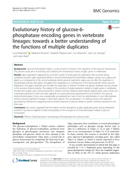 Evolutionary History of Glucose-6-Phosphatase Encoding