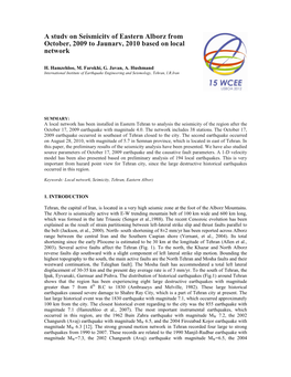 A Study on Seismicity of Eastern Alborz from October, 2009 To