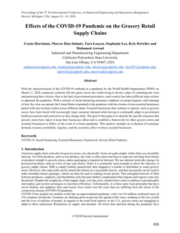 ID 148 Effects of the COVID-19 Pandemic on the Grocery Retail