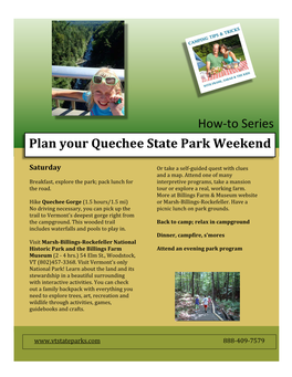 Quechee State Park Weekend Itinerary (PDF)