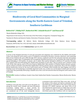Belford SG, Et Al. Biodiversity of Coral Reef Communities in Marginal