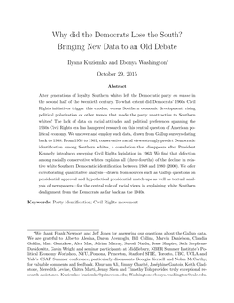 Why Did the Democrats Lose the South? Bringing New Data to an Old Debate