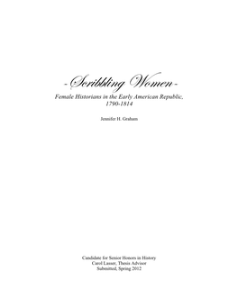 Scribbling Women- Female Historians in the Early American Republic, 1790-1814