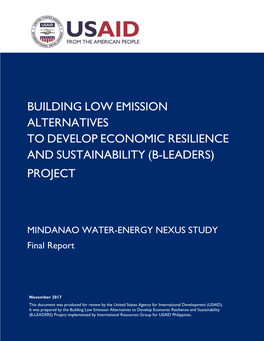 MINDANAO WATER-ENERGY NEXUS STUDY Final Report