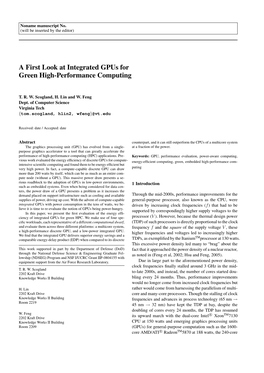 A First Look at Integrated Gpus for Green High Performance Computing