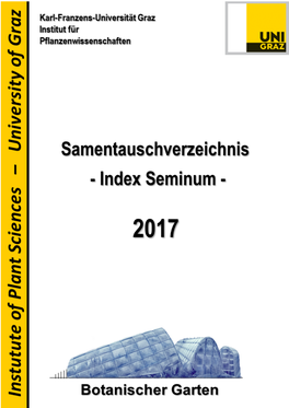 SAMENTAUSCHVERZEICHNIS Index Seminum Seed List Catalogue De Graines
