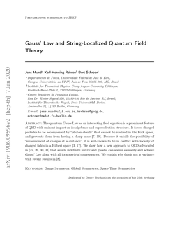Gauss' Law and String-Localized Quantum Field Theory