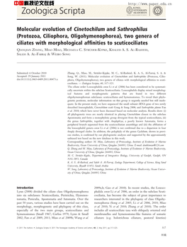 Protozoa, Ciliophora, Oligohymenophorea), Two Genera of Ciliates with Morphological Afﬁnities to Scuticociliates