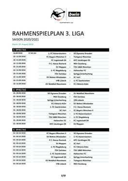 Rahmenspielplan 3. Liga 20-21