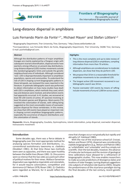 Long-Distance Dispersal in Amphibians