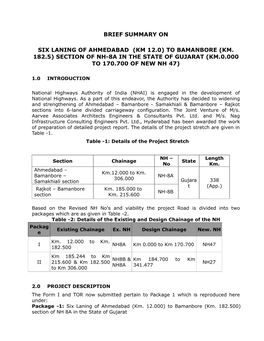 Brief Summary NH-8A from Ahmedabad to Bamanbore