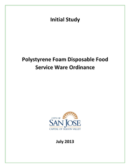 Initial Study Polystyrene Foam Disposable Food Service Ware