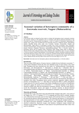 Seasonal Variation of Heteroptera Community of a Gorewada Reservoir