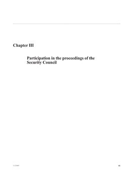 Chapter III Participation in the Proceedings of the Security Council