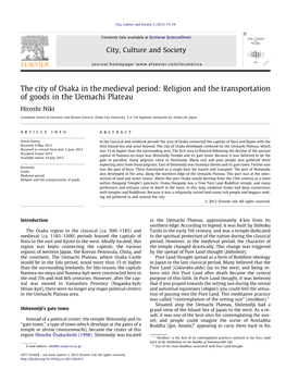 The City of Osaka in the Medieval Period: Religion and the Transportation of Goods in the Uemachi Plateau Hiroshi Niki