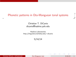 Phonetic Patterns in Oto-Manguean Tonal Systems