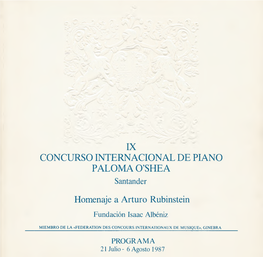 IX CONCURSO INTERNACIONAL DE PIANO PALOMA O’SHEA Santander