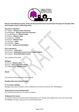 Lapley, Stretton & Wheaton Aston Parish Council