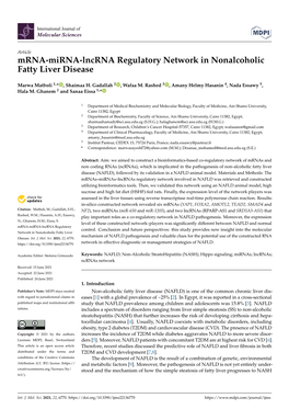 Mrna-Mirna-Lncrna Regulatory Network in Nonalcoholic Fatty Liver Disease