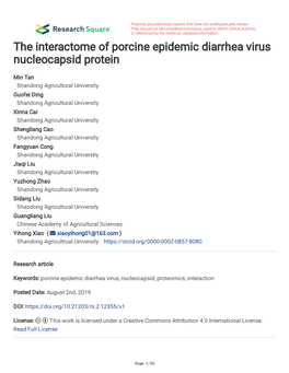 The Interactome of Porcine Epidemic Diarrhea Virus Nucleocapsid Protein