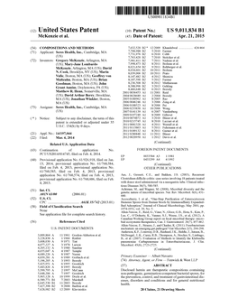 (12) United States Patent (10) Patent No.: US 9,011,834 B1 Mckenzie Et Al