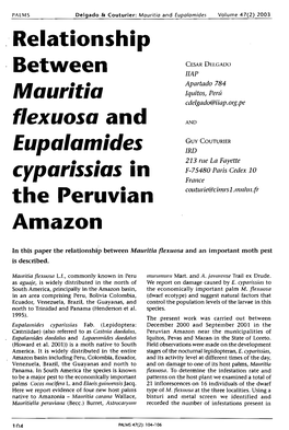 Relationship Between Mauritia Flexuosa And