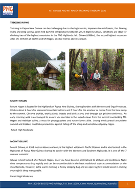 Mt Giluwe and Mt Hagen Trekking Itinerary 2020