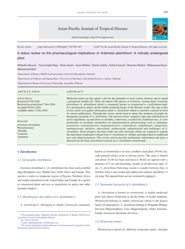 Asian Pacific Journal of Tropical Disease