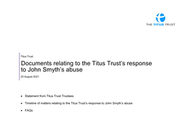 Documents Relating to the Titus Trust's Response to John Smyth's Abuse