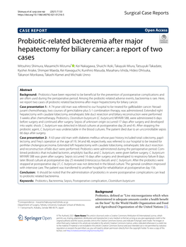 Probiotic-Related Bacteremia After Major Hepatectomy for Biliary Cancer