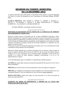 Reunion Du Conseil Municipal Du 14 Decembre 2015