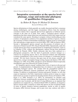 Integrative Systematics at the Species Level: Plumage, Songs and Molecular Phylogeny of Quailfinches Ortygospiza by Robert B