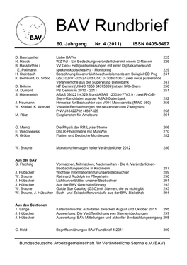 BAV Rundbrief Nr. 4 (2011)