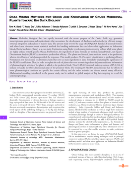 Data Mining Methods for Omics and Knowledge of Crude Medicinal Plants Toward Big Data Biology