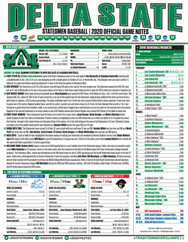 Statesmen Baseball | 2020 Official Game Notes
