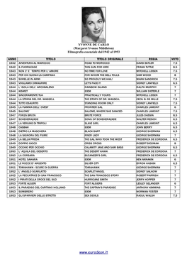 YVONNE DE CARLO (Margaret Yvonne Middleton) Filmografia Essenziale Dal 1942 Al 1953