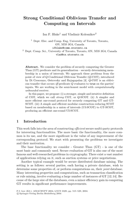 Strong Conditional Oblivious Transfer and Computing on Intervals