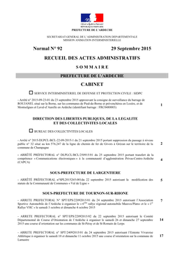 Normal N° 92 29 Septembre 2015 RECUEIL DES ACTES