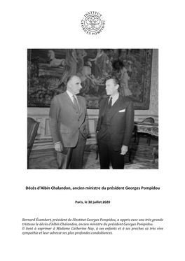Décès D'albin Chalandon, Ancien Ministre Du Président Georges
