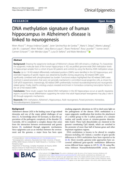 DNA Methylation Signature of Human Hippocampus in Alzheimer's