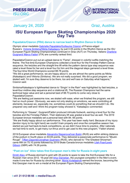ISU European Figure Skating Championships 2020 Day Two